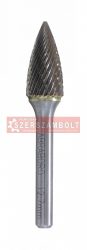 Keményfém turbómaró HM, diam. D 12x55/10,8mm G, hegyesvégű ívelt Abraboro