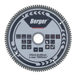 BERGER körfűrésztárcsa keményfém trapéz fogazattal HM 210x2,6x30mm Z100/FZ/TZ