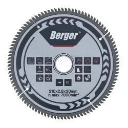 Körfűrésztárcsa keményfém trapéz fogazattal HM 250x2,8x30mm Z100/FZ/TZ Berger