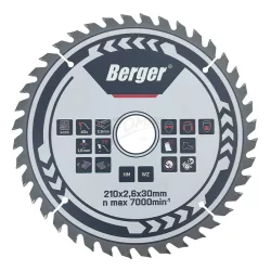 Körfűrésztárcsa keményfém váltó fogazattal HM 250x2,8x30mm Z40/WZ Berger
