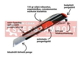 SILVER CUT fémházas kés, sniccer, szike 18 mm, Abraboro