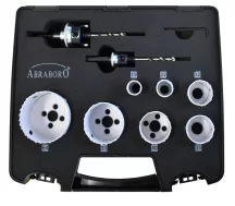  HSS-CO lyukfűrész készlet 14db 19-76mm+adapter+hex key Abraboro