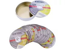   Vágókorong 20db, acélhoz; 125×1×22,2mm, max 12200 ford/perc, fémdobozban Extol Craft