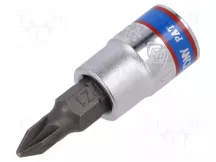 Rátűzőkulcs, 1/4", PZ1, hossz 37mm King Tony