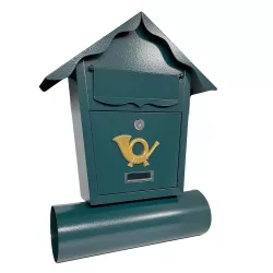 Postaláda szórólaptartós házikó zöld Mélia MC006