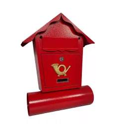 Postaláda szórólaptartós házikó piros Mélia MC006