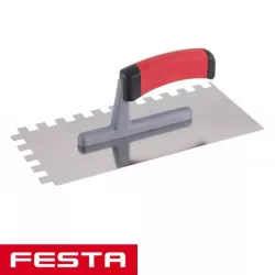 Fogazott glettvas 280x130mm E12, rozsdamentes, inox, profi, gumi markola Festa Fogazott glettvas 280x130mm E12, rozsdamentes, inox, profi, gumi markola Festa