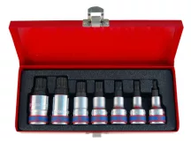   Rátűzőkulcs készlet, 1/2", XZN, fém kazetta, hossz 60 mm, M6?M18, 7 részes, King Tony