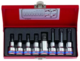 Rátűzőkulcs készlet, 1/2", XZN, fém kazetta, hossz 60/80 mm, M5?M16, 8 részes King Tony