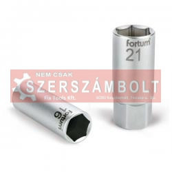 Gyertyakulcs dugófej 1/2", 61CrV5; 21mm, gumírozott FORTUM