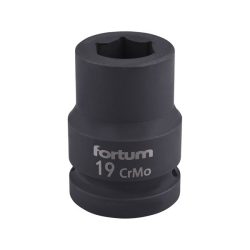 Gépi (impakt) dugófej 3/4", 19mm, L 52 mm, feketített, FORTUM