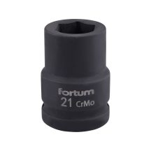   Gépi (impakt) dugófej 3/4", 21mm, L 52 mm, feketített, FORTUM