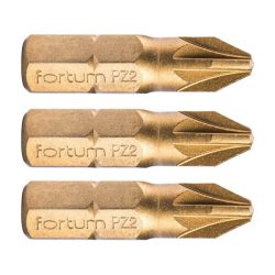 Behajtóhegy PZ, 3 db, S2 acél, Titanium bevonat; PZ 1×25mm, bliszteren Fortum