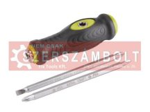   T-csavarhúzó markolat; 2 db, kétoldalú cserélhető 128mm C.V. szárral, PH1/PZ2 és PH2/6mm(-), mágnese