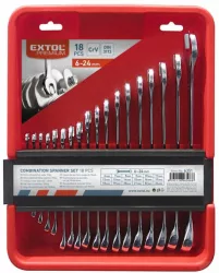 Csillag-villás kulcs klt., CrV., műanyag kazettában; 18db, 6-24mm Extol Premium