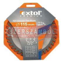   Körfűrészlap, keményfémlapkás, 115×22,2mm(lyuk átm), T40; 2,6mm lapkaszélesség, max. 11000 ford/perc Extol Premium