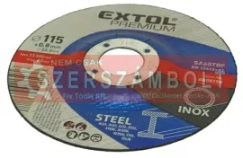 Vágókorong hajlított, acélhoz/inoxhoz; 115×0,8×22,2mm, max 13300 ford/perc Extol Premium
