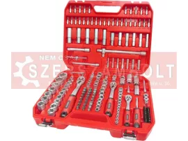 Dugókulcs klt., CV., racsnis 45fog ; 1/4", 3/8" és 1/2", 172db, műanyag koffer régi Extol Premium