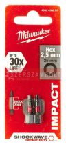   Bithegy Hex 2,5 1/4" / L=25 mm Shockwave Impact Duty 2 db MILWAUKEE