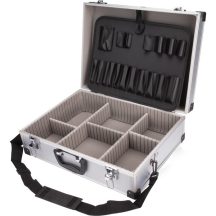   Szerszámtáska (koffer) alumínium; 460×330×155 mm, ezüst színű, hordszíjjal Extol
