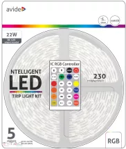   Avide LED Szalag Bliszter 12V 22W SMD5050 30LED címezhető IC RGB IP65 5m + Prg.távirányító