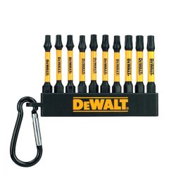 Torx bithegy klt. karabínerrel 10 részes 1/4" Hex (T20x3, T25x4, T30x3 / 57mm) FLEXTORQ DeWalt