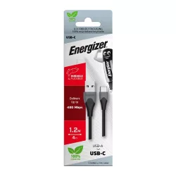 Energizer Töltőkábel USB-C 2.0 1.2M Fekete/Szürke Energizer Töltőkábel USB-C 2.0 1.2M Fekete/Szürke