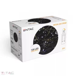 Entac Karácsonyi IP44 120 LED füzér WW 9m távirányítóval