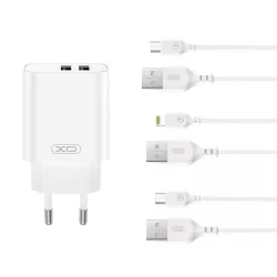 XO fali töltő 2xUSB 2,4A fehér USB-C kábellel CE34