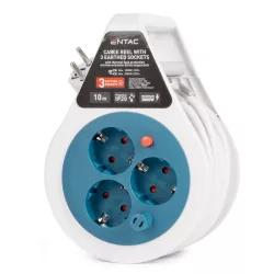 Entac Kábeldobos hosszabbító 3 foglalat 10m 3G1.5 Mini