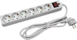 Entac S1SP elosztó 6 foglalat kapcsolóval 1.8m 3G1.5 túlfesz.védelemmel