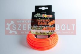 Damil szegélynyíró géphez damil, 2,4mmx15m kör profil papír bliszteren, Green Power