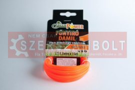 Damil szegélynyíró géphez 1,3mmx15m ,négyzet profi,papír blister Green Power