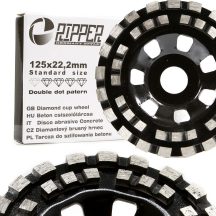   Gyémánt betoncsiszoló tárcsa 125mm Double DOT(fekete) Ripper