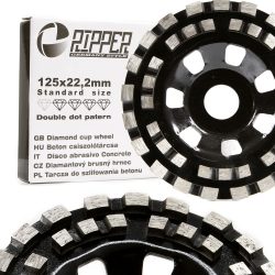 Gyémánt betoncsiszoló tárcsa 125mm Double DOT(fekete) Ripper