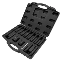 Hex, Torx, E-profil ütvecsavarozó dugókulcs és bit készlet, 16 db-os Hex, Torx, E-profil ütvecsavarozó dugókulcs és bit készlet, 16 db-os