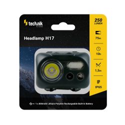 Technik Fejlámpa H17 (akkumlátoros) L2 LED +micro USB IP