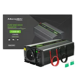 Qoltec Tiszta Szinuszos inverter Monolith 600W, 1200W 24V-ról 230V-ra