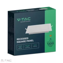 12W Négyszög LED Panel süllyeszthető 4000K V-tac
