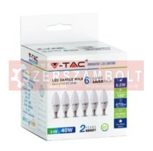 5,5W LED izzó E14 Gyertya 2700k 6db/csomag V-TAC