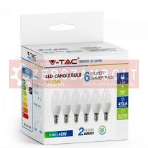 5,5W LED izzó E14 Gyertya 6400K 6db/csomag