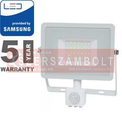 30W Mozgásérzékelős LED reflektor Samsung chip fehér IP65 4000K