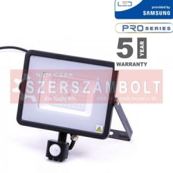 50W Mozgásérzékelős LED reflektor fekete IP65 6400K