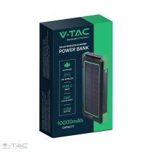 10000mAh napelemes power bank fehér V-tac