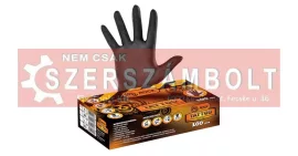 Fekete eldobható,vegyszerálló nitril kesztyű,púder mentes (100db/doboz) 0.11mm, 5.5g, M-es