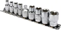   Dugókulcs készlet 9 részes Torx 1/4", E5-E8 3/8" E10-E16 Yato