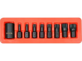 Gépi spline bit készlet 9 részes 1/2" M6-M18 mm dugókulcs adapterrel Yato