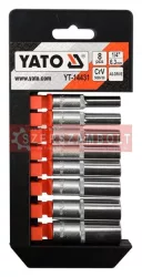Dugókulcs klt. 8 részes 5,5-13mm hosszú 1/4" Yato