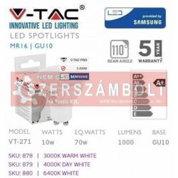 10W Led spotlámpa GU10 Samsung chip opal Hideg fehér